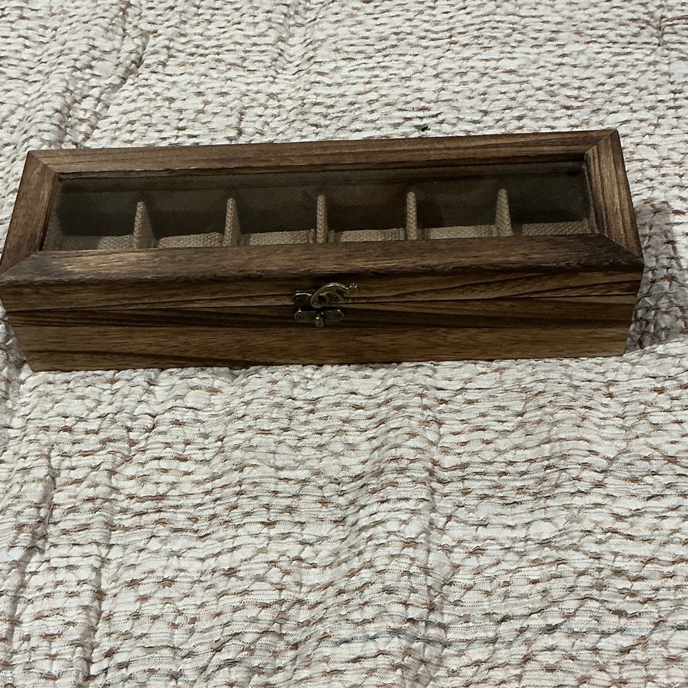 Wooden Watch Organizer with Glass Lid